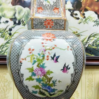 Bình Lục Giác họa tiết Tứ Quý